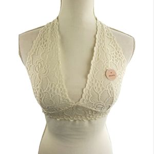 Forever 21 NWT Lace Halter Bralette Size Medium Cream Lined Stretch